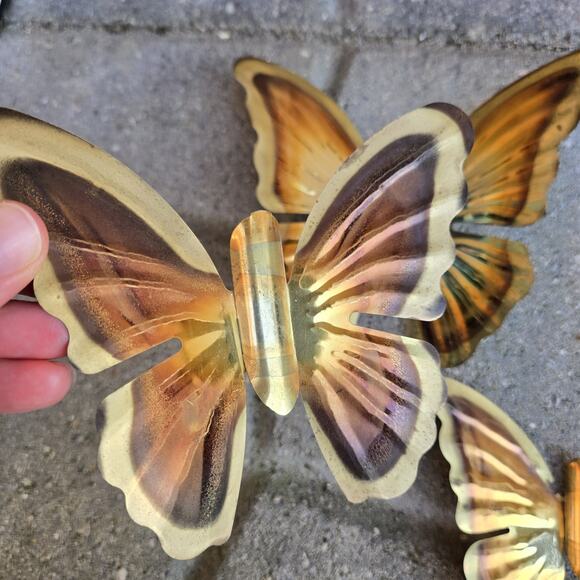 Vintage Homco HOME INTERIORS Metal BRASS BUTTERFLIES Wall ART Decor Set 3 - Picture 5 of 5
